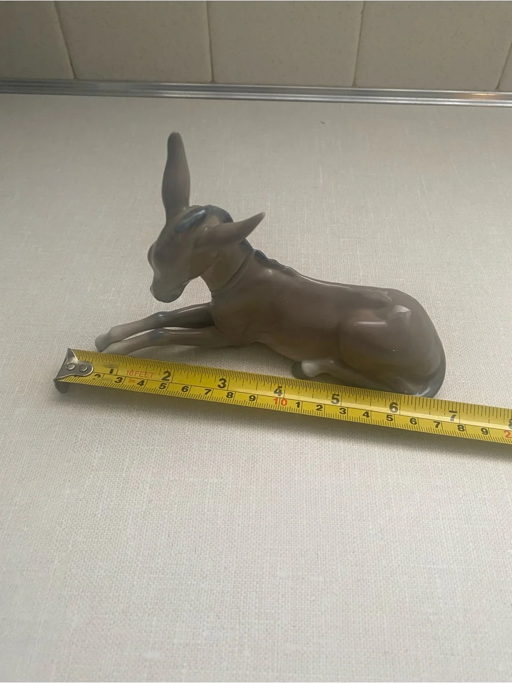 Lladro Nativity Donkey Laying Porcelain Figurine, Glazed Finish VTG F13N